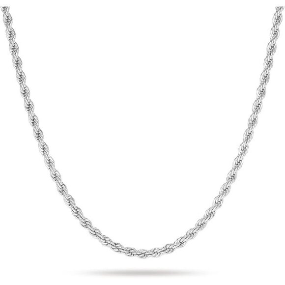 925 Sterling Silver Clasp Italy Rope Necklace Men's 16" Twisted Chain 2.5MM NEW - Picture 10 of 10